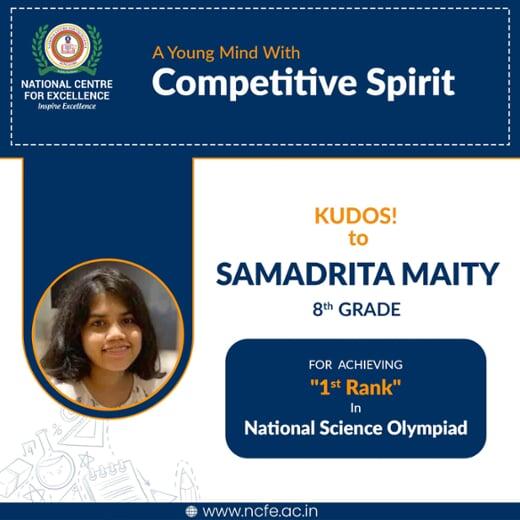 Samadrita Maity 1st Rank in National Science Olympiad - CV Raman Nagar
