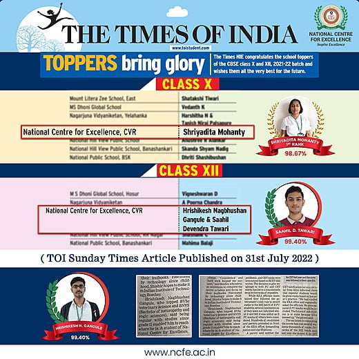 National centre for excellence - Schools near me - Students Achievement in Board Exams