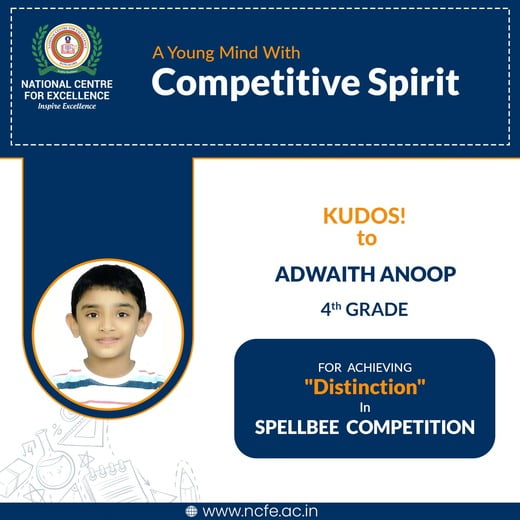 Adwaith Anoop Spell Bee Competition Winner (Jeevan Bhima Nagar)