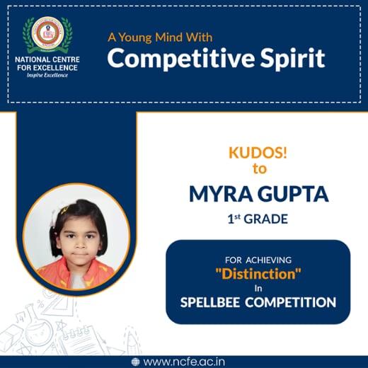 Myra Gupta Spell Bee Competition Winner (Jeevan Bhima Nagar)