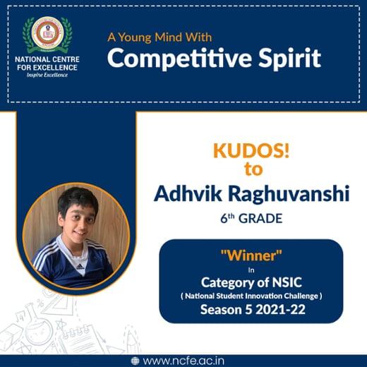 Adhvik Raghuvanshi - Winner in NSIC season 5 - CV Raman Nagar